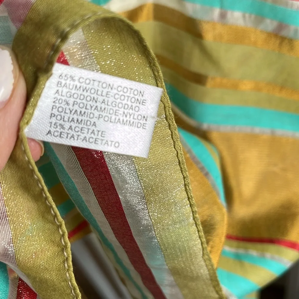 Italian Striped Metallic Holographic Oversized Cotton Blend Scarf
